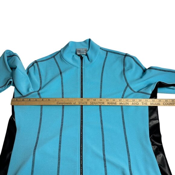 Joseph Ribkoff Full Zip Mixed Media Jacket Size 14 Blue Edgy Minimalist Travel - Picture 11 of 14